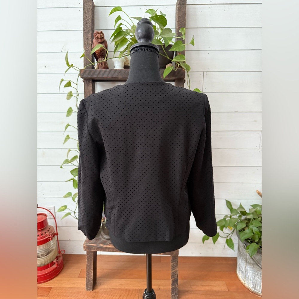 Chico's Black Button-Up Blazer Jacket with Gem Buttons - Picture 4 of 17